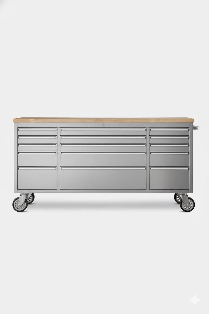 Stainless Cabinet,N°1 ステンレスキャビネット 木製天板カウンター